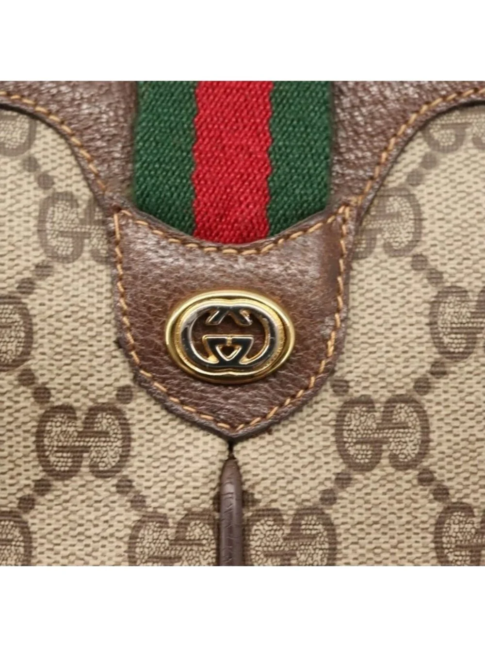 Authentic GUCCI GG Supreme Web Sherry Line Shoulder Bag PVC Beige 904 02 047 - Picture 7 of 16